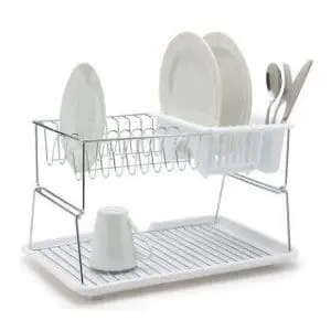 Dish rack 2 Tier White/Stainless Steel